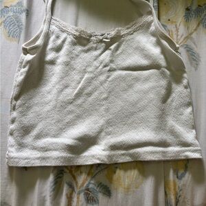 Brandy White Lace Trim Tank Top